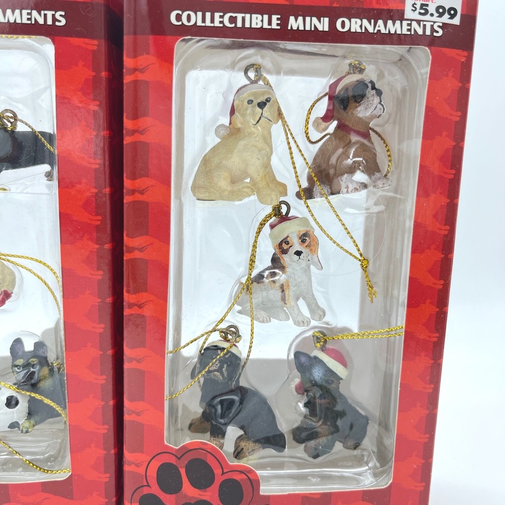 Trevco Purebred Collectibles Mini Dog Ornaments 2 Packs 10 Total Pups Santa Hats - Picture 3 of 6